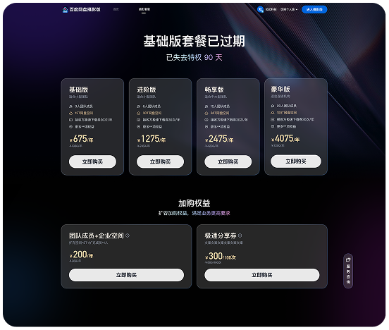 Business matrix · 套餐已过期